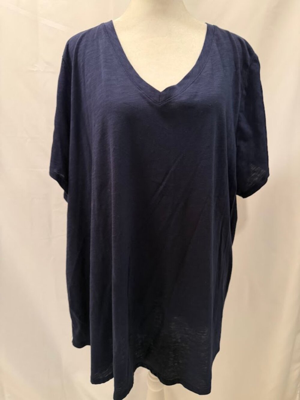 Sigrid Olsen (100% Cotton) Navy Color V-Neck Top - 3x
